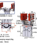 Heavy Duty Adjustable Finger Cylinder Telescopic Frame Mechanical Arm Fixture With Widened Chuck Parallel Gripper For 16D And 20D Pneumatic Accessories Built For Precise Robotic Clamping with detailed dimensions shown