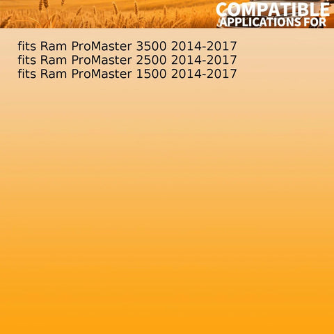 Image showing compatibility list for Rear Wheel Bearing And Hub Assembly For ProMaster Van Fits 2014 2015 2016 2017 1500 2500 3500 Beefed Up OEM Grade Bearings Easy Install Smooth Ride Durable Hub Replacement.