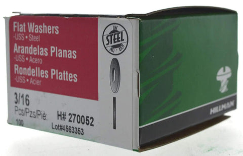 Rock Solid 3/16 Inch Zinc Plated Low Carbon Steel Flat Washers With Uss Pattern in branded packaging