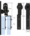 Heavy Duty Sliding Barn Door Hardware Kit For Double Doors Bypass Track System With Bent Hangers Anti Jumping Block Floor Guide