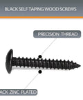 Black zinc plated self-tapping wood screw, precision thread, from Beefy Set Of 100 8 By 1 Inch Wood Screws Self Tapping Truss Head Phillips Stainless Steel 304 Black Oxide For DIY Woodworking Decks Cabinets And Outdoor Projects Today