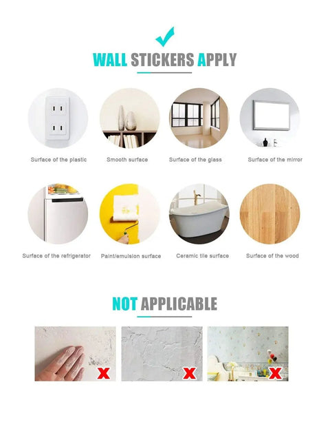 Wall application surfaces for Butterfly Wall Decals Set 80 Pcs 3D Removable Mural Stickers for different room decors.