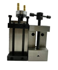 Heavy Duty Mini Vertical Slide With Quick Read Dial And Shop Tested Steel Vice For Bench Lathes, showcasing precision steel and dial.