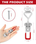Beefy Heavy Duty Toggle Latch Clamp Set 6 Pack 330 Pound Capacity Zinc Plated Steel Quick Release Adjustable Closure in hand with screw