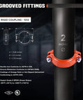 2 Inch Grooved Rigid Pipe Coupling For Wet And Dry Systems Ductile Iron With Orange Finish. Conforms to AWWA C606, ANSI A536, ASTM A153.