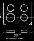 Technical drawing of Porcelain Drip Pan Replacement Set For Whirlpool Amana Maytag W10288051 with dimensions in inches.