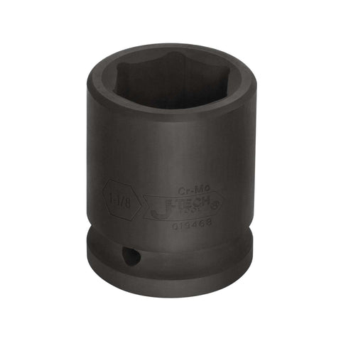 Three Quarter Inch Drive One And One Eighth Inch Standard Impact Socket Made From Chrome Molybdenum Alloy Steel Heat Treated Six Point Design SAE