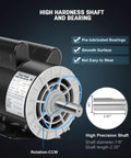Beast 5 HP 230V Single Phase Air Compressor Motor, 3450 RPM, 56 Frame, Highlighting CCW Rotation and Shaft Details