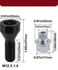Premium Lug Wheel Studs Kit For Your BMW Z4 Z3 M6 M5 M3 135is 135i 128i Heavy Duty Car Wheel Bolts Bolt Set Replacement OEM 36136786419 Reliable And Tough, M12 x 1.5, black and silver studs