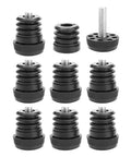 1 Inch Furniture Leveling Feet Set, 25mm OD Round Insert Adjustable Levelers, 8 Pack shown with threaded design and rubber finish
