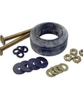 Big Time Durable Tank To Bowl Toilet Repair Kit for Gerber Fix with Three Eighth Inch X Three One Quarter Inch Black Bolts for Two Inch Flush Valves Includes All The Goods Spud Gasket Nuts Washers Hex Nuts for Hassle Free Overhaul featuring rubber gasket, zinc bolts, and washers.