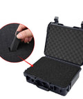 Rugged Portable Storage Case For Tools And Gear, Waterproof And Shockproof Organizer Box with removable foam insert, open lid view.