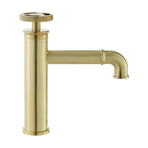 Brushed Gold Single Hole Bathroom Faucet With One Hand Control Solid Brass Durability 1.2 GPM Flow No Fuss Modern Center Mount