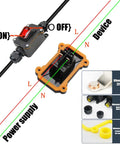 Waterproof Inline Cord Switch With Red Light Rocker Button DPST On Off Toggle Switch For Outdoor Use 20A 125V And 16A 250V Heavy Duty Start Stop Power Switch With Dual Entry And Exit Lines, red rocker