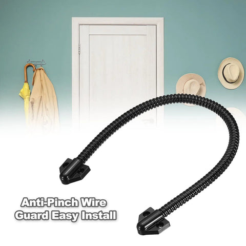 Built Tough Heavy Duty Armored Loop Power Transfer Cable Protector 16 Inch Long Fits 6mm Diameter Black 2 Pack Metal Flexible Gooseneck Exposed Mounting Sleeve with End Caps for Access System on door frame