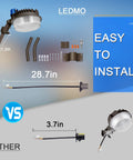 Adjustable Mounting Arm For LED Barn Lights With Heavy Duty Black Aluminum Extension Pole, installation diagram