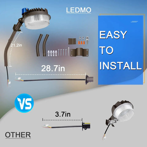 Adjustable Mounting Arm For LED Barn Lights With Heavy Duty Black Aluminum Extension Pole, installation diagram