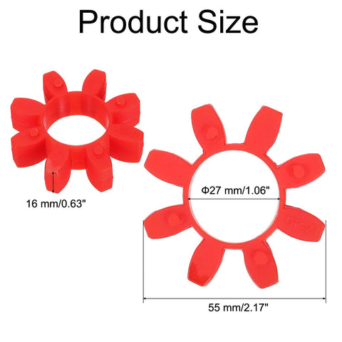 Red uxcell curved-jaw 24 coupling inserts for L-Jaw couplings, urethane flexible center, 10 pcs