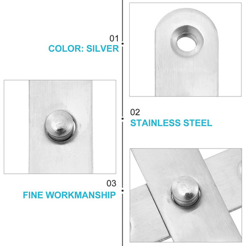 Hidden Door Pivot Hinges Set Stainless Steel 6 Pieces Free Rotation shown in silver with fine workmanship details.
