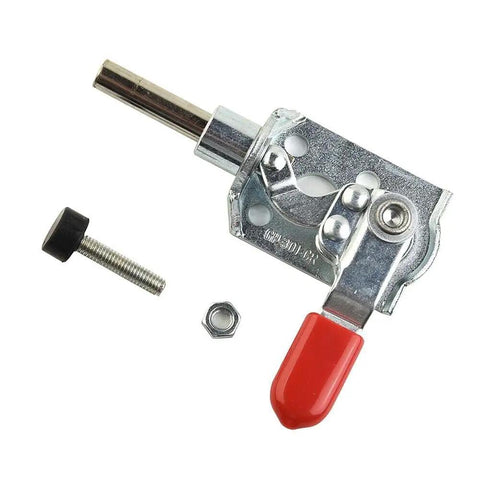 Heavy Duty Toggle Clamp Screw Kit Featuring Stainless Steel And Reinforced Plastic, includes metal clamp and mounting hardware.