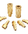 Dope Brass Air Hose Fittings Quick Connect Kit Industrial Type D 1/4 Inch NPT Air Compressor Fittings 7 Piece Set