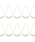 Gold Iron Bead Shower Curtain Hooks With Glide Rollers, 15 Pack, evenly arranged on white background