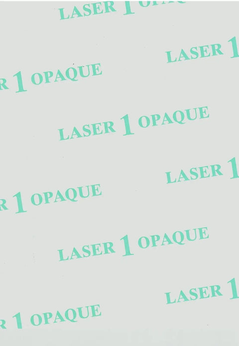Sheet from Laser Transfer Paper For Dark Fabrics Opaque Eight Point Five By Eleven Inches 100 Sheet Pack with text design