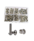 All In One 304 Stainless Steel Button Head Socket Cap Screws And Hex Nut Kit Set M2 Through M6 With Metric Thread For DIYers Pros And Everyday Home Improvement And Automotive Projects; assorted stainless screws and nuts in organizer