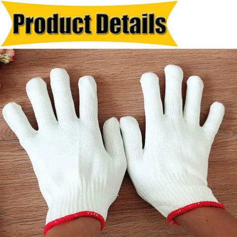 Grippy Hand Working Gloves With Safety Grip For Light To Medium Duty Tasks, Breathable Cotton Work Gloves For Heat Protection While BBQ Or Grill, Liner Friendly, 6 Pack For Men And Women on table