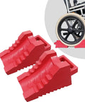 Two Pack Rubber Wheelchair Chocks With Handle For Stable Seating And Slip Proof Easy Grip Wheel Stopper For Home Hospital Garden And Dining Room Oil And Salt Resistant Lightweight 6.7 By 3.5 By 3.3 Inches Red