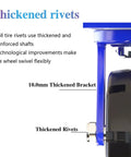 Heavy Duty Industrial Swivel Casters With Solid Natural Rubber Wheels Support Heavy Loads Without Breaking A Sweat While Delivering Quiet Smooth As Silk Glide showing thickened rivets and 10mm bracket detail.
