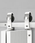 Nickel Plated 72 Inch Double Bifold Sliding Barn Door Hardware Kit For Closet Doors Smooth And Quiet with side mount wheels