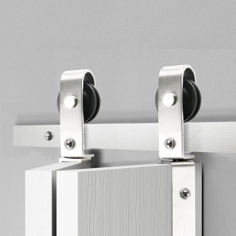 Nickel Plated 36 Inch Bifold Sliding Barn Door Hardware Kit For Closet Doors With Smooth Quiet Track System Side And Top Mount Rollers Includes Track Rollers Shafts Brackets Guides Hinges And Handle