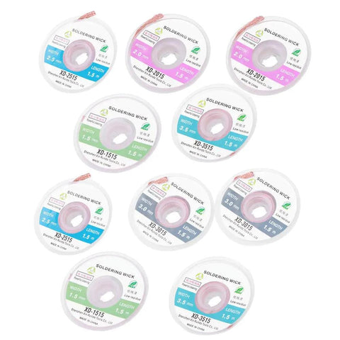 Premium Copper Solder Wick Desoldering Braids For PCB Repair And Electronics Soldering Pro Grade Heat Transfer Copper Core showing various sizes