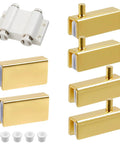 Glass Door Pivot Hinge With Magnetic Catch And Clamp Set For Bathroom Cabinet Doors And Showcases In Gold Finish, Durable Stainless Steel