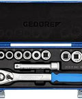 Beefy One Half Inch Drive Socket Set, 13-Piece, 10-24 mm Range, UD D19 KMU-20, Reversible Ratchet With Push Button Release in case