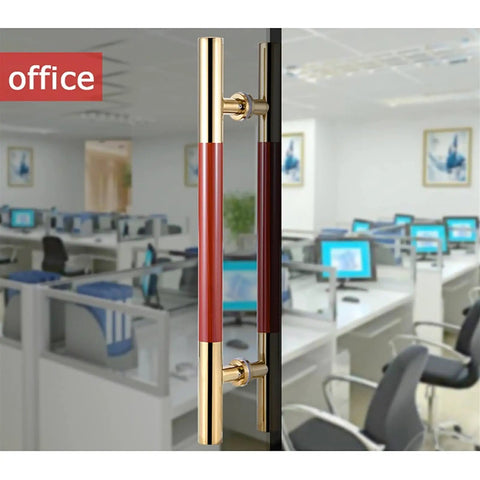 Dope Gate Hardware Glass Door Handle In Slick European Titanium Gold Red Wood Grain Finish for office setting