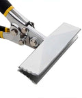 Close-up of 6 Inch Hand Seamer for Sheet Metal with One Quarter Inch Depth Markings showing straight jaw bender pliers.