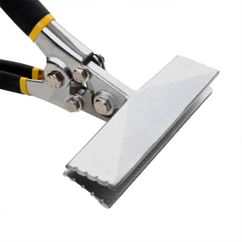 Close-up of 6 Inch Hand Seamer for Sheet Metal with One Quarter Inch Depth Markings showing straight jaw bender pliers.