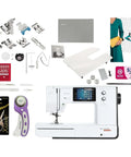 Heavy Duty Computerized Sewing Machine With Sharp LCD Screen Quilting Kit Extension Table And Bonus Bundle including accessories and tools.