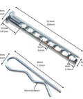 8 Hole Adjustable Clevis Pin Kit In Galvanized Steel With Porous Eye Pins And Split Pins, M6 X 50 Mm, 304 Stainless Steel Shaft