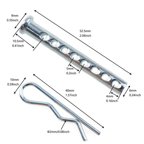 8 Hole Adjustable Clevis Pin Kit In Galvanized Steel With Porous Eye Pins And Split Pins, M6 X 50 Mm, 304 Stainless Steel Shaft