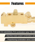 Badass Brake Proportioning Valve For Four Wheel Disc Systems in brass for classic trucks and muscle cars, detailed view.
