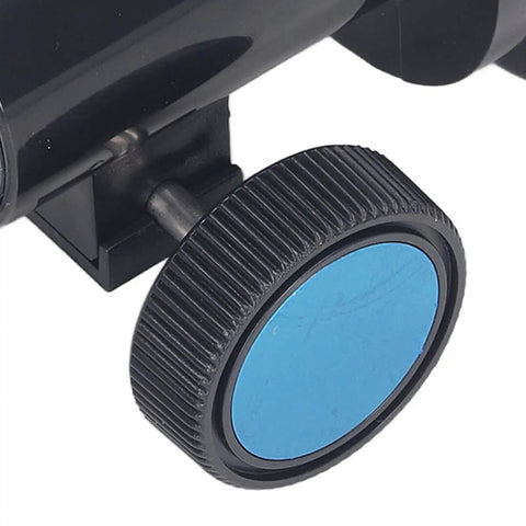 Close-up of micro focuser on 102mm Reflector Focusing Seat For 1.25 Inch Eyepieces, with blue detail and gear mount