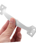 Hand holding a white metal handle from Versatile Outdoor Metal Cabinet Pulls And Door Handles For Fence Gates Dressers Closets And Drawers