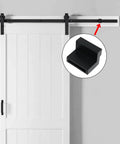 Four Pack Black Barn Door Roller Stopper Hardware For 1.61 Inch By 0.28 Inch Track And 41 By 7 Millimeter Rails on white door
