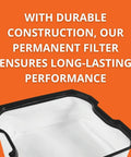 Permanent Fleece Filter Bag Replacement For Turbo I And II Dust Extractors shown with text on orange background