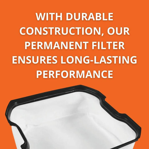 Permanent Fleece Filter Bag Replacement For Turbo I And II Dust Extractors shown with text on orange background