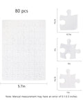 Dope Sublimation Puzzle Blanks 10 Sets 8x5.7 Inch A4 Size Jigsaw Sheets With 80 Pieces Per Sheet dimensions and puzzle piece sizes shown