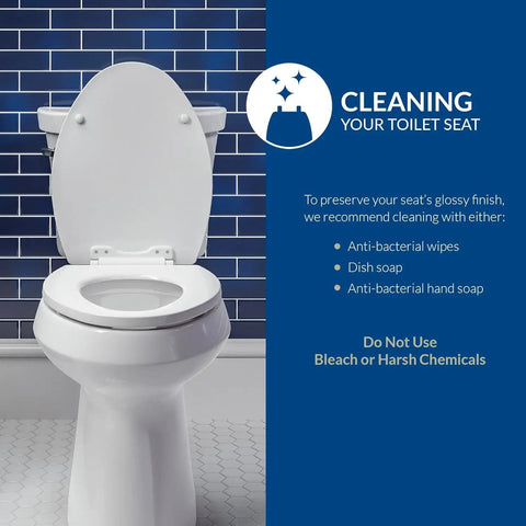 Athens Elongated Toilet Seat With Easy Clean Hinges And Durable Wood White Finish No Fuss Quick Release For Deep Cleaning